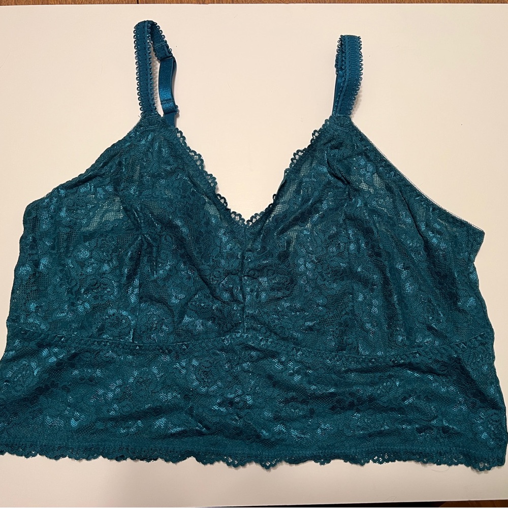 Torrid Teal Unlined Lace Solid Crop Bralette